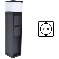 Lutec 7202201012 LED-Garten-Steckdosenpfosten Netz 1x11 | 750lm | 3000 K | IP44 - Typ Schuko, intelligent, schwarz