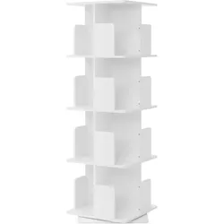 BÜCHERREGAL Kinder mit 4 Ebenen Weiß 40x124,5x40 cm Drehbar 360 Grad