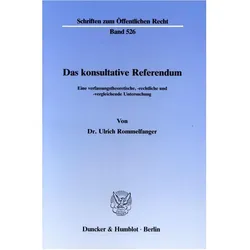 Das konsultative Referendum., Fachbücher von Ulrich Rommelfanger