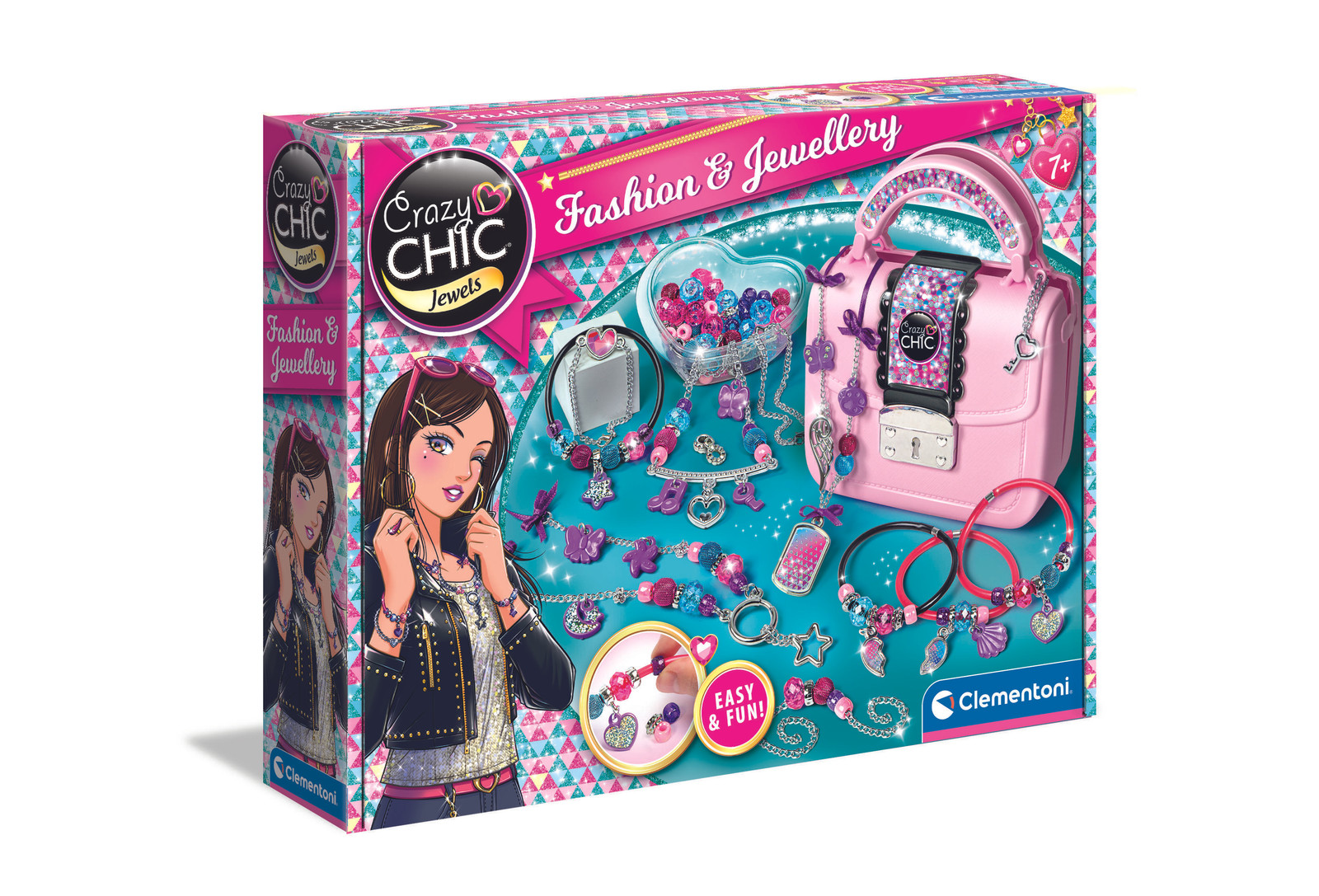 Clementoni Crazy Chic DIY-set: Maak je eigen handtas met kralen en armbanden 17651