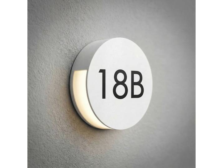 Applique d'extérieur LED Advero, IP44, CCT, numéro de maison, gris clair - Lucande - Moderne - Aluminium - Rond