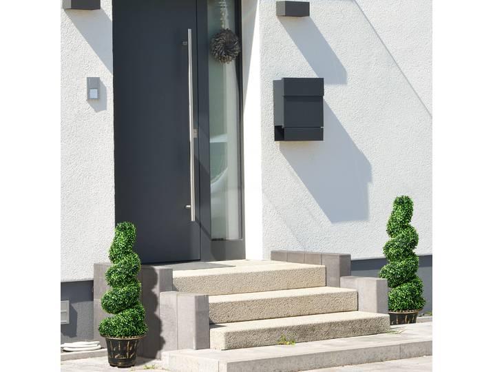 HOMCOM Arbre de buis en spirale, Ensemble de 2 Plantes Artificielles, avec Pot, Hauteur de 90 cm, Vert
