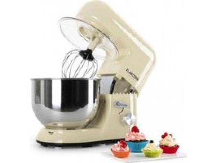 Robot pâtissier - Klarstein Bella Morena - Robot cuisine - Robot multifonction (1200W bol en inox de 5L 6 vitesses) - Crème