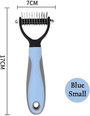 Discount Dollar Deals Pet Deshedding Brush Double Sided Grooming Tool, Shedding And Dematting, Stainless Steel Dog Comb For Effective Results blue S