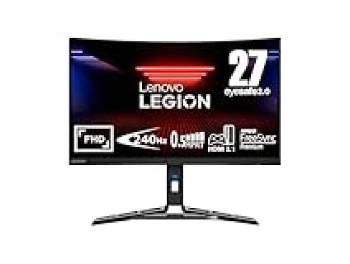 Lenovo Legion R27fc-30 - Écran Gaming 27 FHD Incurvé (VA, 240Hz, 0.5ms MPRT, HDMI + DP, Câbles DP, FreeSync, Haut-parleurs) Réglage en Inclinaison/Hauteur/Rotation/Pivot - Noir