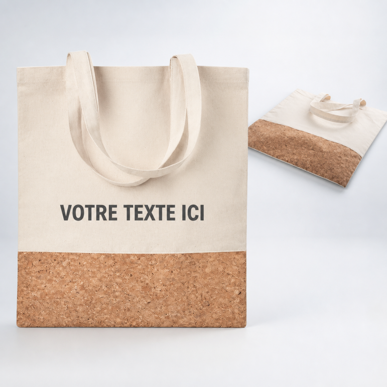 Sac personnalisé à provisions en liège ILLA TOTE coton beige