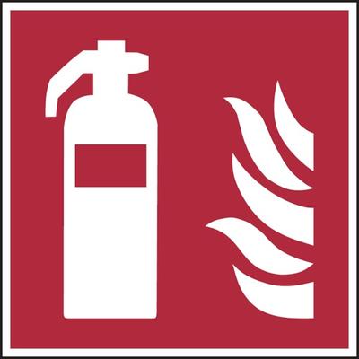 Brandschutzzeichen, Feuerlöscher F001 - ASR A1.3 (DIN EN ISO 7010) - 200x200x1.5 mm Kunststoff