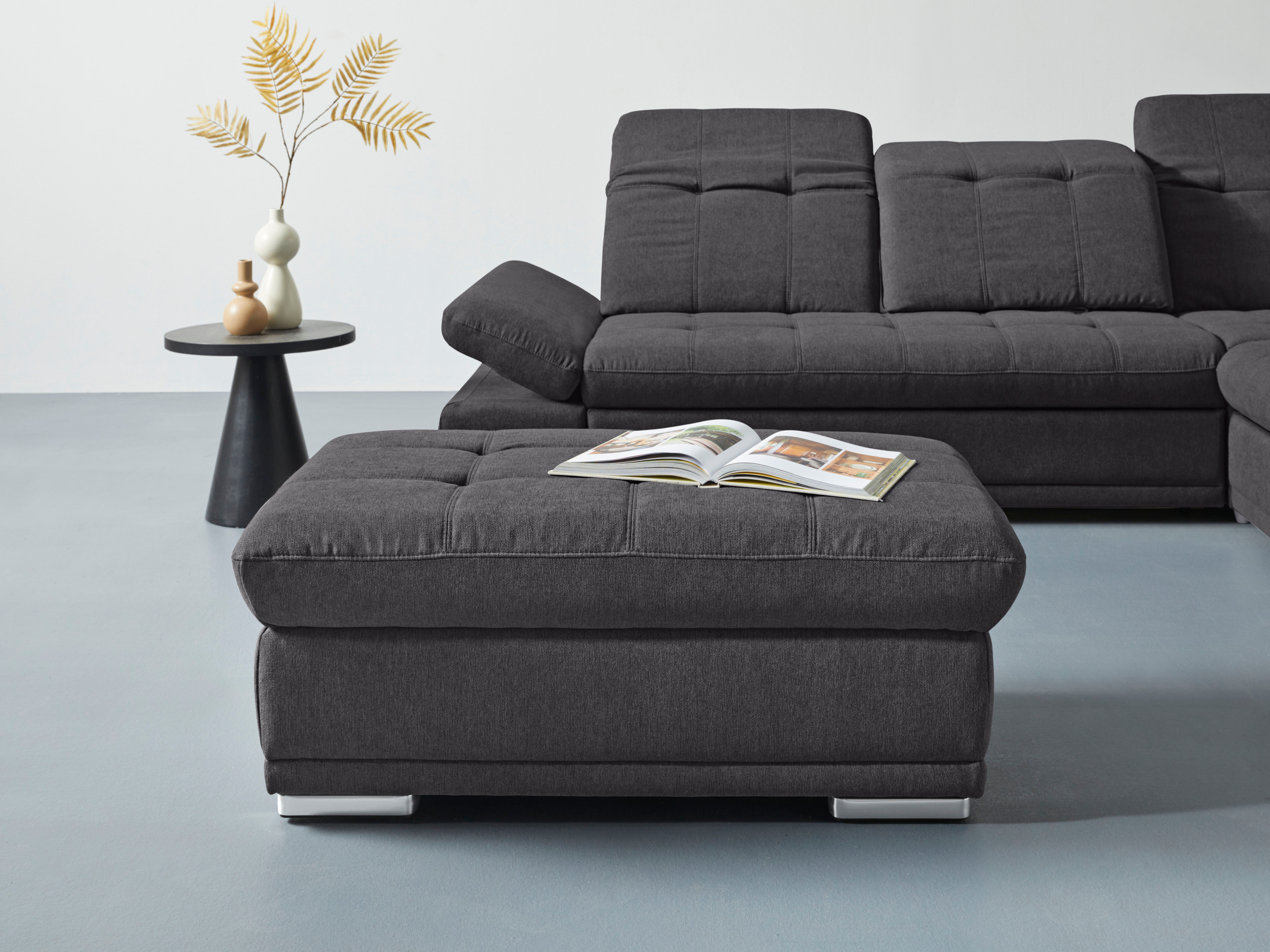 Hocker COTTA "Holiday", schwarz, B:112cm H:46cm T:72cm, 100% Polyester, Hocker, Hocker