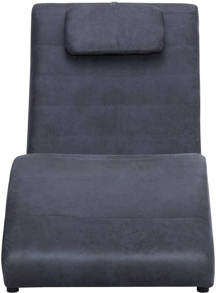 vidaXL Chaise longue avec oreiller Gris Similicuir daim