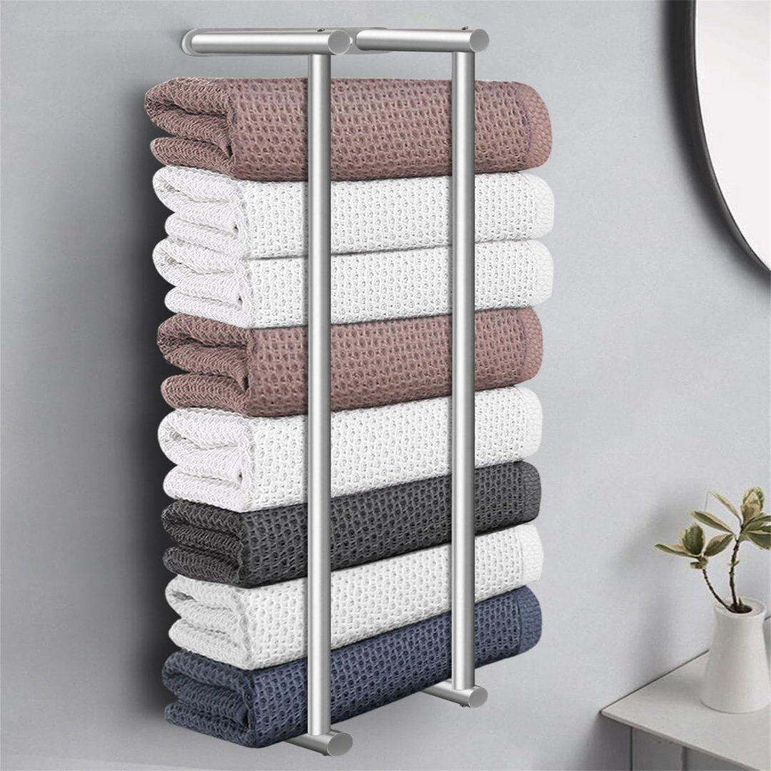 Brayden Studio Carevic 2 Bar Wall Mounted Required Towel Rack Silver 75cm H X 20cm L X 15cm D