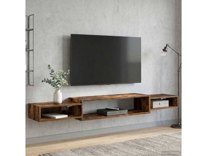Meuble tv - meuble hi-fi Vidaxl Meuble TV mural Montage mural Chêne fumé 180 x 28 x 21 cm
