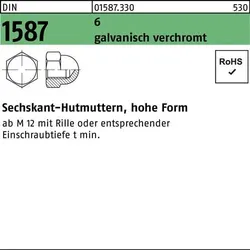 Sechskanthutmutter DIN 1587 M20 6 galv. verchromt 10 Stück