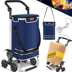KESSER® Einkaufstrolley Treppensteiger mit Kühlfach klappbar mit 56L Kapazität und belastbar bis 50kg   3in1 Trolley Sackkarre & Umhängetasche   Faltbarer Einkaufswagen inkl. Einkaufschip
