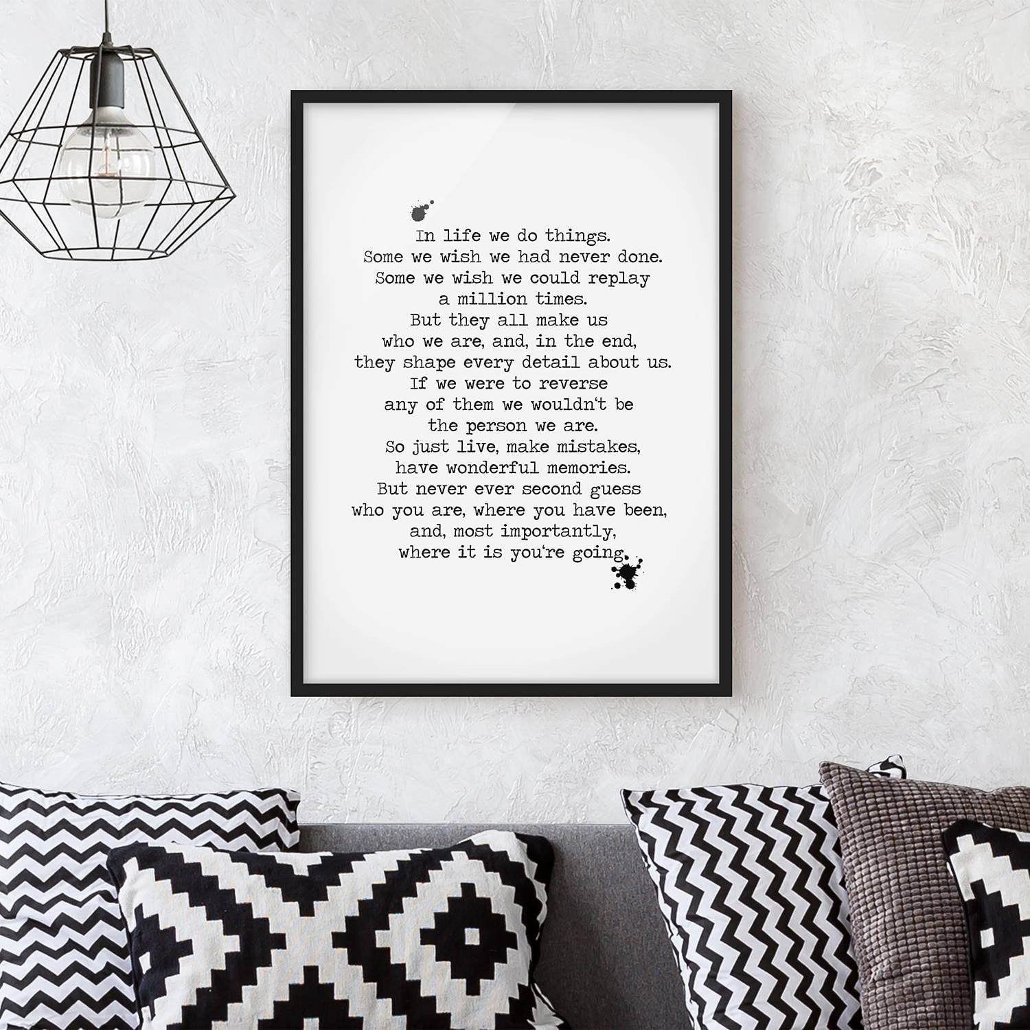 home24 In Life We Do Things poster met houten frame wit/zwart, 70 x 100 cm