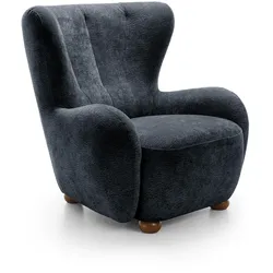 SESSEL MIST, Polstersessel Klassisch Loungesessel, Chenille-Stoff Schwarz