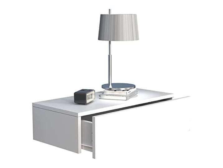 VCM Nachttisch Weiß 60x30x15 cm Holzwerkstoff Wandschublade Nachtkonsole Spart Bodenfläche dank platzsparender Wandmontage - Schlafzimmer - für kleine Räume - einfache Montage
