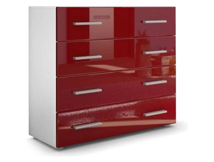 Vladon Commode buffet Pavos en Blanc mat - Bordeaux haute brillance