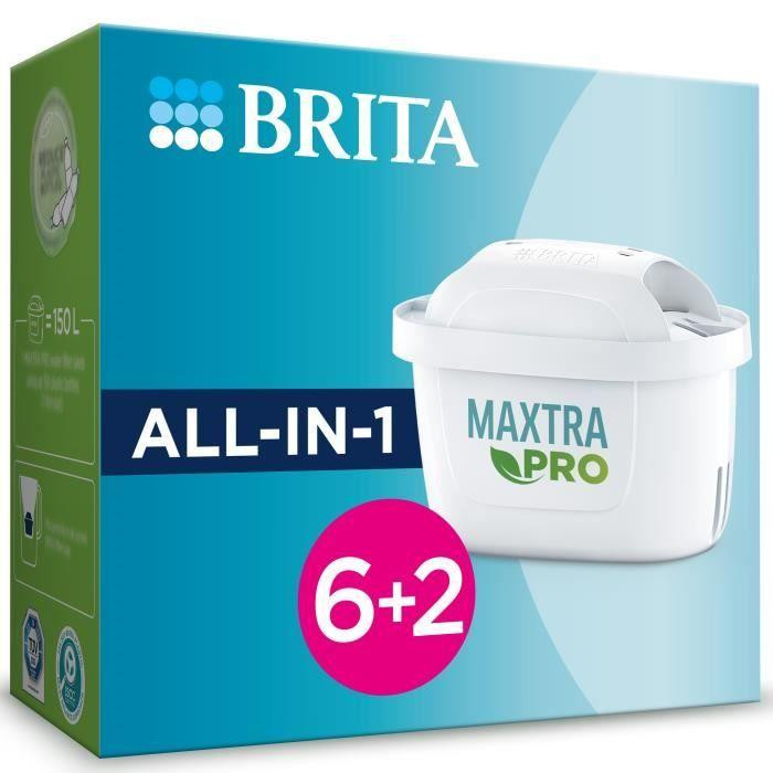 BRITA Maxtra Pro All-In-1 Waterfilter Cartridges Pack 6+2 voor tot 1200L gefilterd water