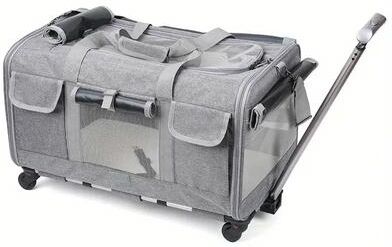 Uplift Picks Extra Large Rolling Pet Carrier Bag With Detachable Trolley gray