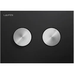 LAUFEN INEO Betätigungsplatte Groove, für WC-Element, Zweimengenbetätigung, H9001171240001, Farbe: Schwarz matt mit Tasten Edelstahl gebürstet