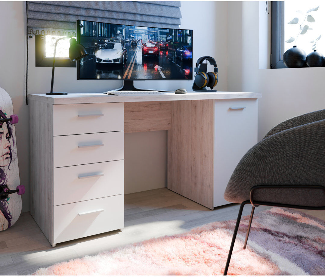 Zipcode Design Canonero Computer Desk Brown/White 76.3cm H X 145cm W X 60cm D