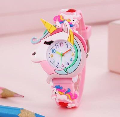 Uplifted Trends Rainbow Cloud Silicone Band Childrens Watch Cute Cartoon Quartz Watch For Boys & Girls pink