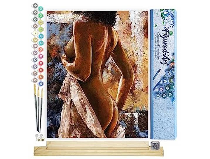 Figured'Art Schilderen op Nummer Volwassenen canvas Mooie bochten - Handwerk acrylverf Kit DIY Compleet - 40x50cm met DIY houten lijst