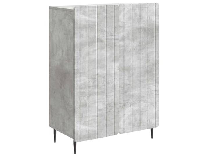TEKGHUT Sideboard Betongrau 66 x 34,5 x 92 cm Holzwerkstoff Schwarze Metallbeine,Regale Holzwerkstoff,Innenbereich,Esszimmer,Wohnzimmer,Leichte Pflege