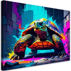 LEINWANDBILD Bunte Schildkröte Abstrakt 90x60cm