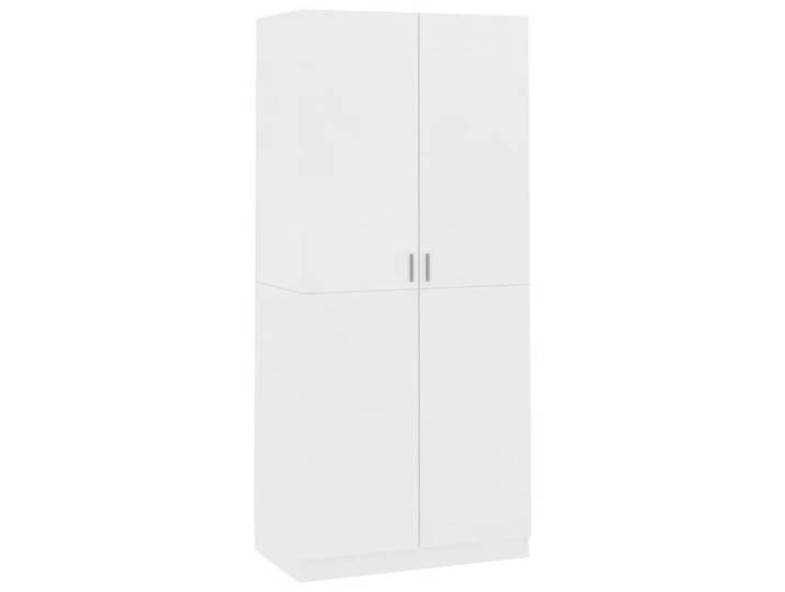 Garde-robe - AKOZON - 90x52x200 cm - Blanc - 2 portes - Aggloméré