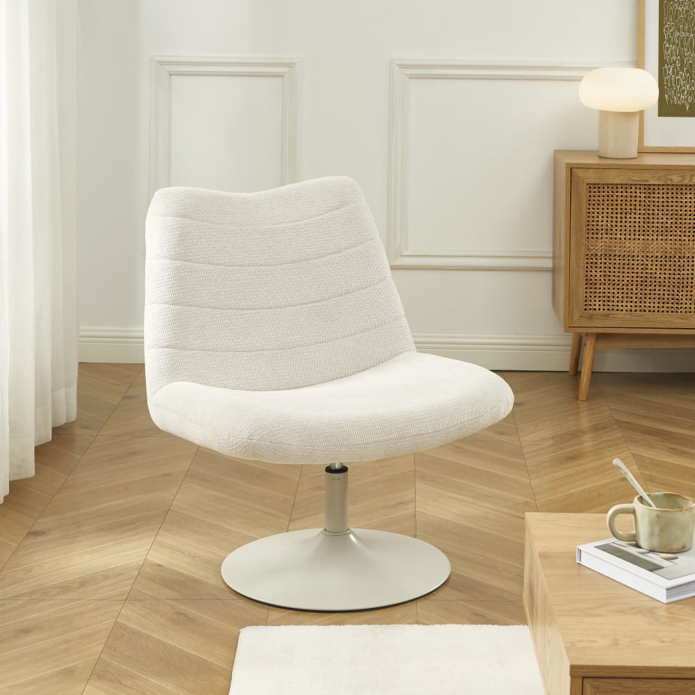 Baita Fauteuil rotatif tissu beige Beige 77x54x70cm
