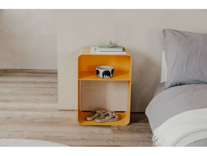 Nachttisch Damio – Minimalistisches Design aus pulverbeschichtetem Metall - Mango Lassi - Luxusbetten24