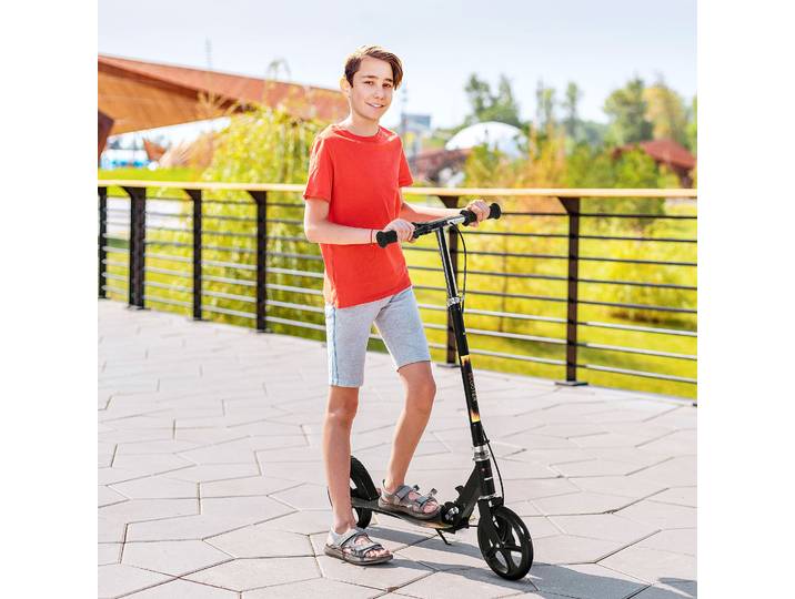 HOMCOM Trottinette Enfant Pliable Guidon Ajustable Noir