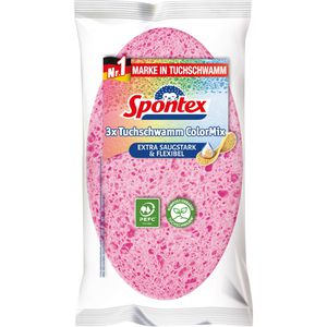 Spontex Spültuch Tuchschwamm ColorMix, 12 x 20 cm, aus Viskose, farbig sortiert, waschbar, 3 Stück