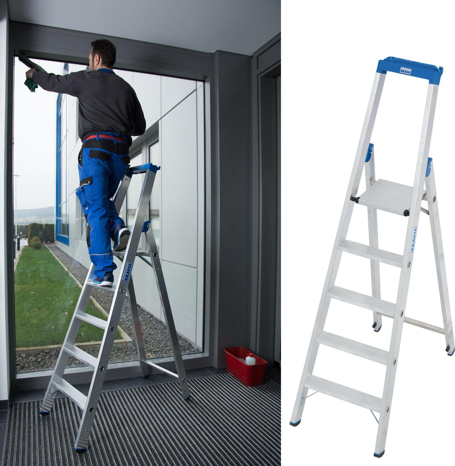 Krause Stabilo Professionele aluminium opklapladder met 5 treden