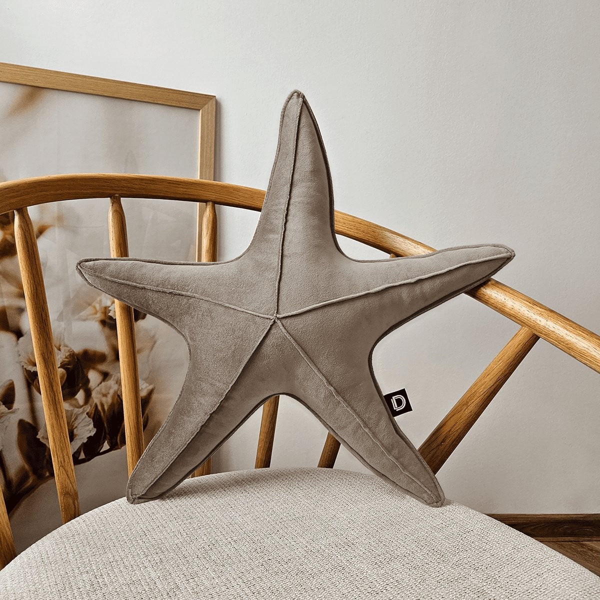 Decordruk VELVET Vloerkussen Grote Stervorm Lichtbruin