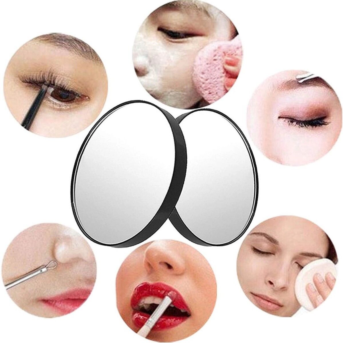 INF Saugfuß 15x HD-Vergrößerungsspiegel mit Mitesserpinzette – freihändige Präzision für Make-up & Hautpflege Schwarz