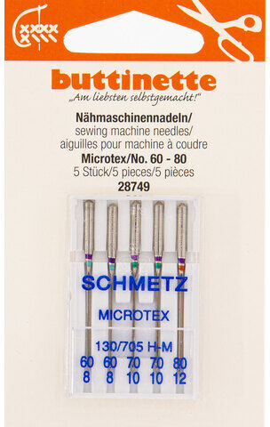 buttinette Nähmaschinennadeln "Microtex", Stärke: 60–80, Inhalt: 5 Stück