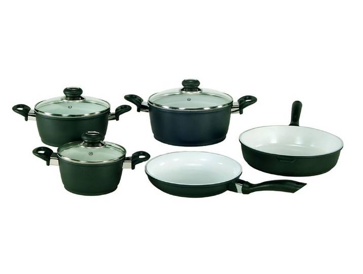 Topf-Set KRÜGER Oslo , grau (grau, weiß), Töpfe, Induktion