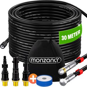 Monzana Rohrreinigungsset Premium 109611, inkl. 3 Adapter, für handelsübliche Hochdruckreiniger, Länge: 30m