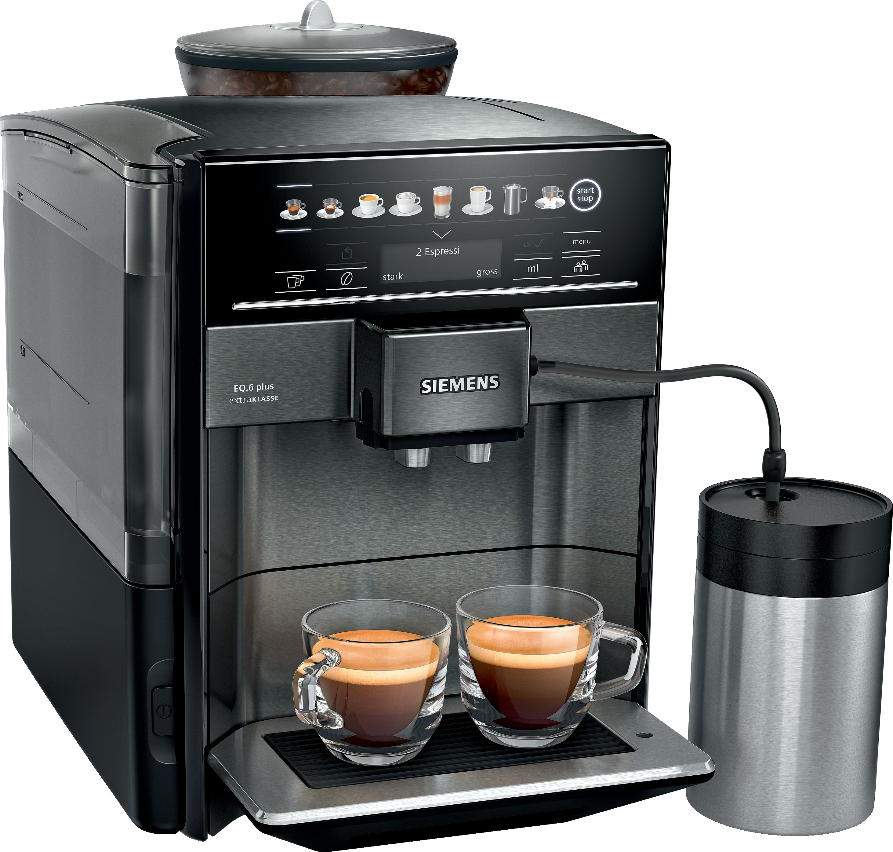 Siemens EQ6 TE657F09DE plus extraKlasse Kaffeevollautomat 19 bar 1,7 l 300 g AutoClean (Dark inox)