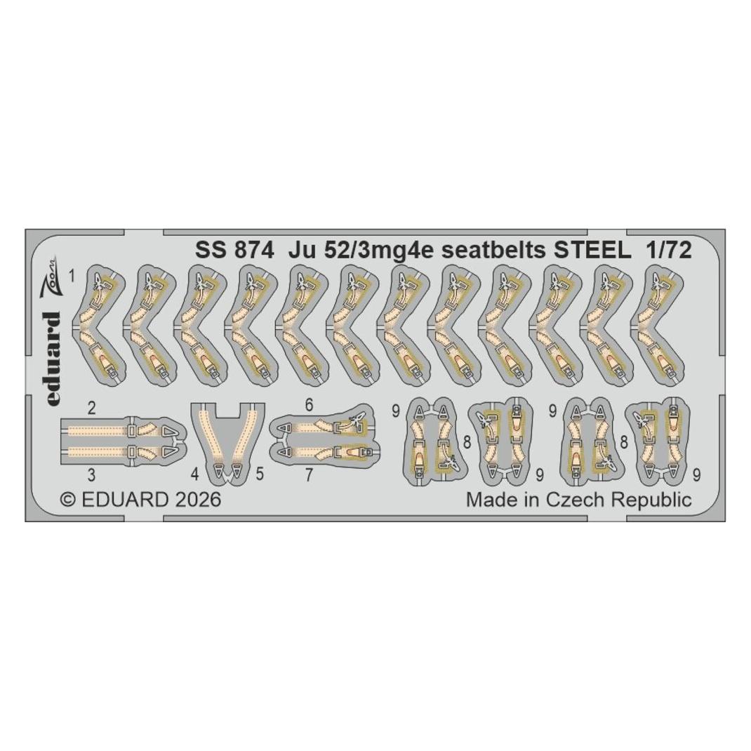 Eduard Ju 52/3mg4e seatbelts STEEL for Airfix (SS874)