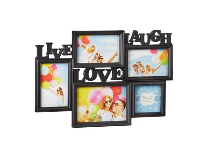 Relaxdays 4 x Bilderrahmen Live Love Laugh schwarz
