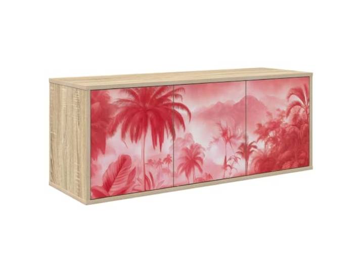 Roanoer TV-Board Schwebend Wandmontiert TV-Schrank 102 cm Sonoma-Eiche Platzsparende Lowboard Alternative fürs Schlafzimmer mit 3 Türen und dekorativer Frontgestaltung für stilvolle Ordnung.