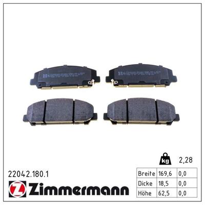 ZIMMERMANN Bremsbelagsatz, Scheibenbremse 22042.180.1 Vorderachse für INFINITI