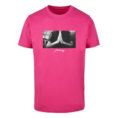 T-Shirt MISTERTEE "MisterTee Herren Pray Tee", Herren, Gr. XS, hibiskuspink, 100% Baumwolle, unifarben, normal, Rundhals, Shirts T-Shirt