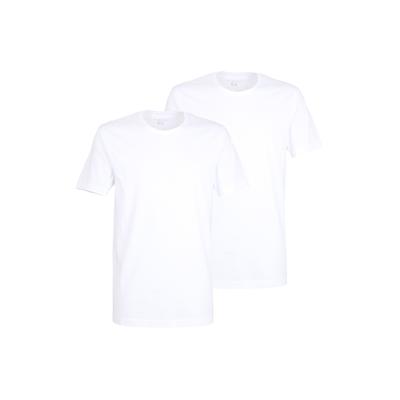 T-Shirt BUGATTI "Bari", Herren, Gr. 56, weiß (weiß, hell, uni), Interlock, Obermaterial: 100% Baumwolle, unifarben, Basic, Basic hüftbedeckend, Rundhals, Shirts Multipacks Unterhemd, Rundhalsausschnitt, Kurzarm, basic, Baumwolle, weich, bequem
