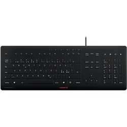 Cherry TAS STREAM PROTECT KEYBOARD Corded US-Layout schwarz (US, Kabelgebunden), Tastatur, Schwarz