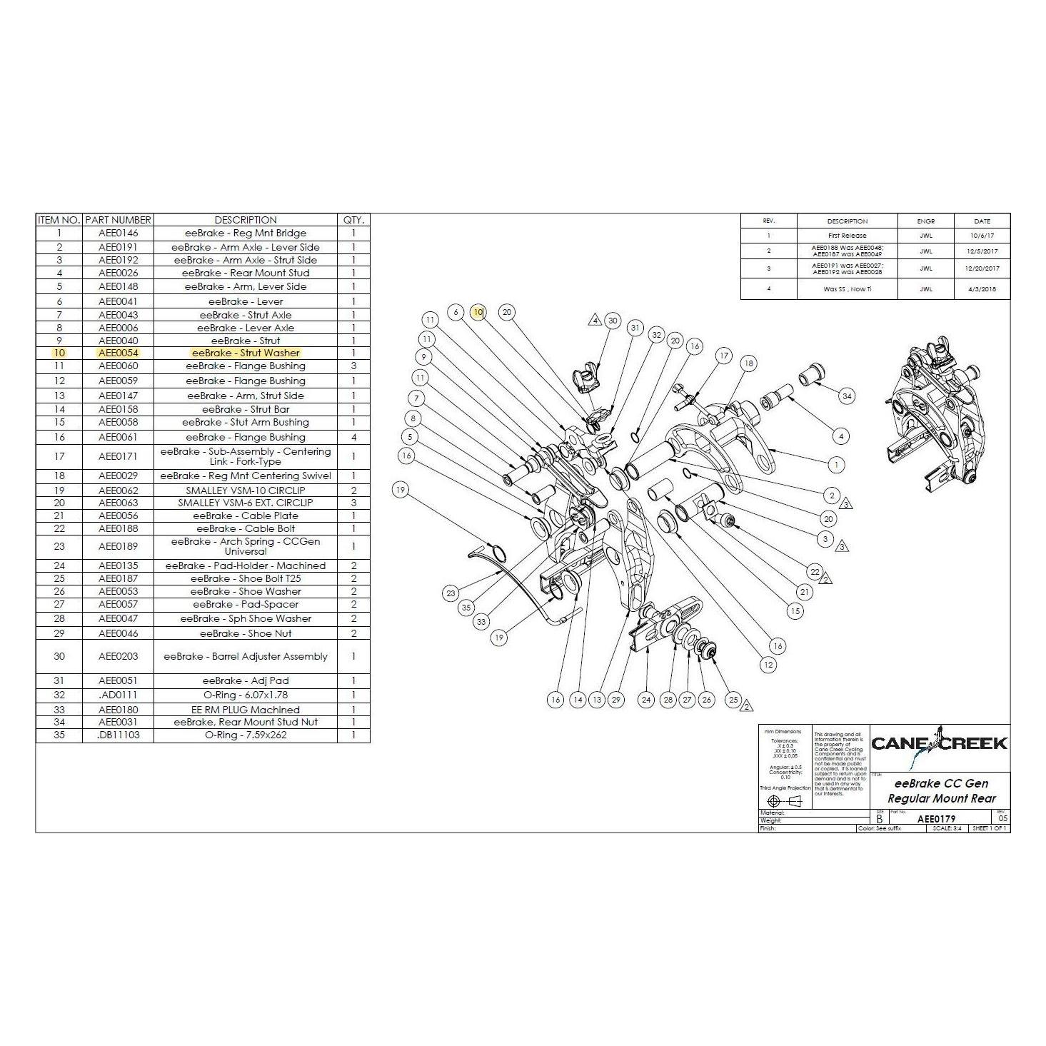 Cane Creek Unterlegscheibe Bremsenhebel, eeBrake Bremse (35239615)