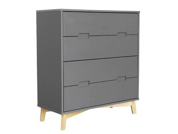 Commode - IMPERIAL RELAX - Sulaika - 4 tiroirs - Pieds en bois massif - Ardoise
